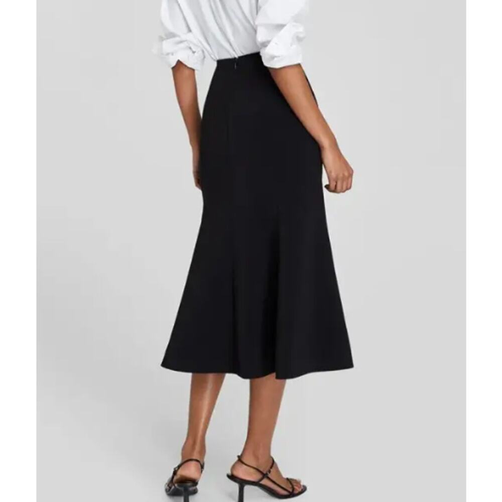 Club Monaco Fluted Midi Skirt Jupe High Waist A-Line Preppy Classic Black NWT - Picture 2 of 10